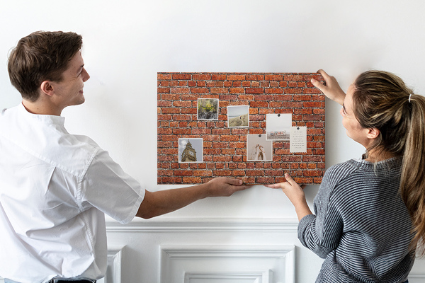 Cork memo board Old brick wall