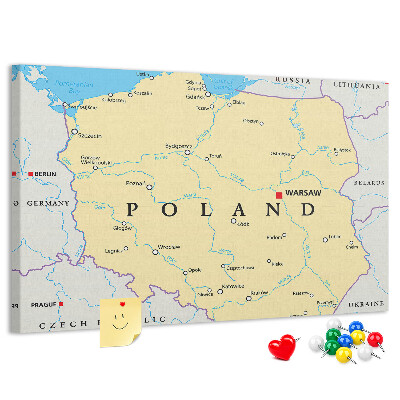 Cork display board Political map of Poland