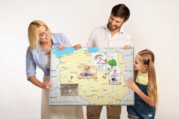 Cork display board Political map of Poland