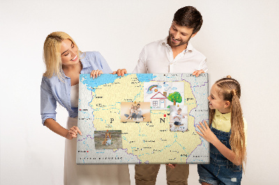 Cork display board Political map of Poland