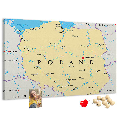 Cork display board Political map of Poland