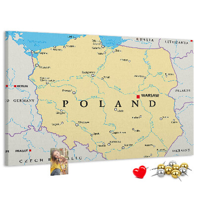 Cork display board Political map of Poland