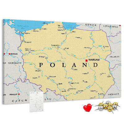 Cork display board Political map of Poland