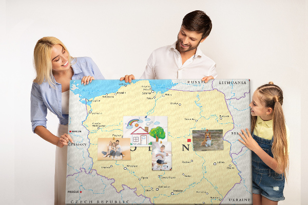 Cork display board Political map of Poland