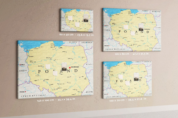 Cork display board Political map of Poland