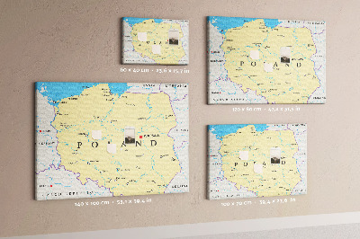 Cork display board Political map of Poland