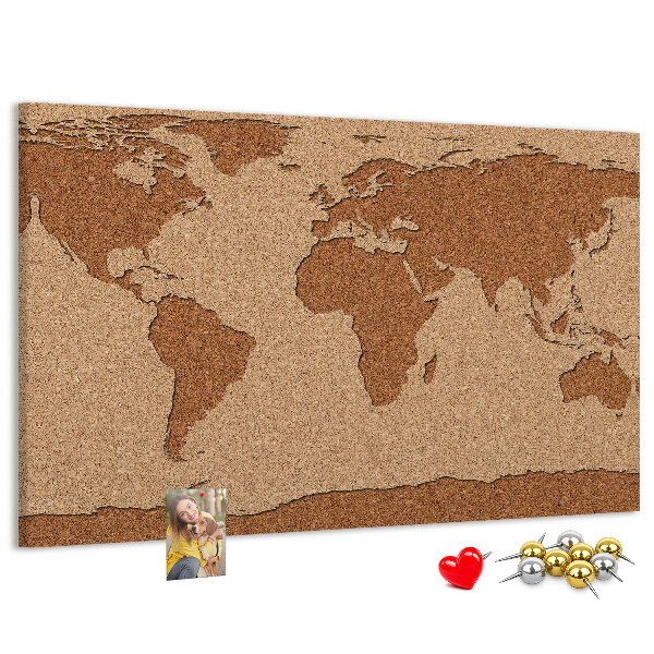 Cork board Cork world map