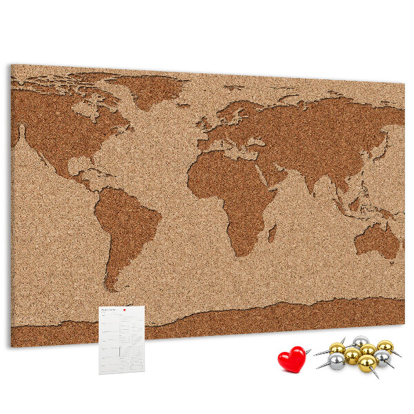 Cork board Cork world map