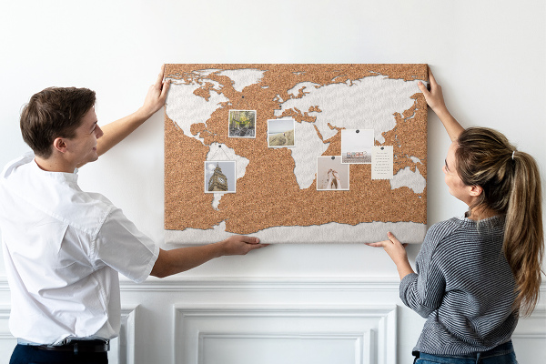 Cork display board Cork world map