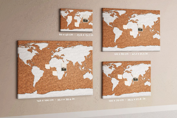 Cork display board Cork world map