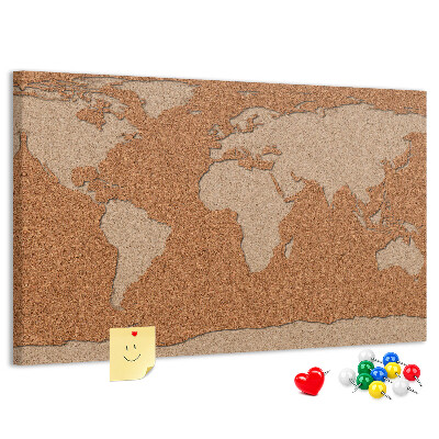 Cork memo board Cork world map