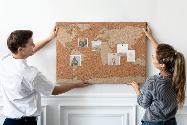 Cork memo board Cork world map