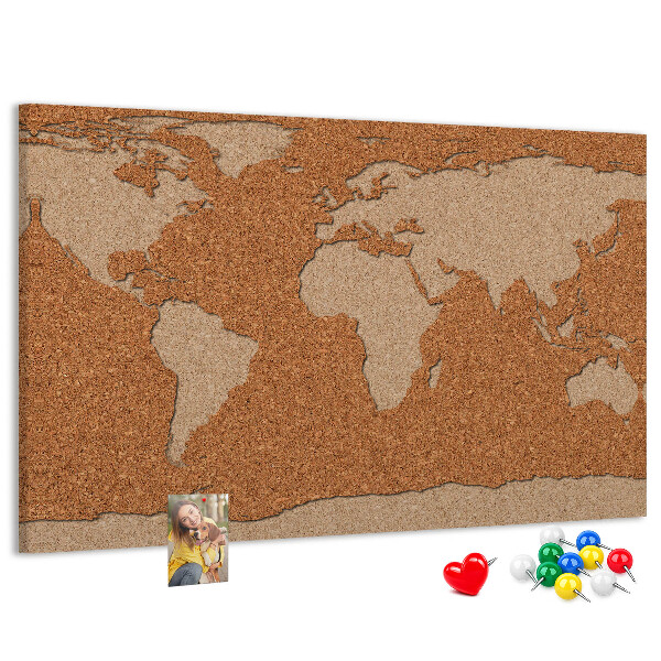 Cork memo board Cork world map