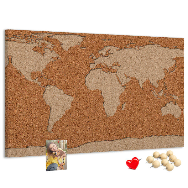 Cork memo board Cork world map