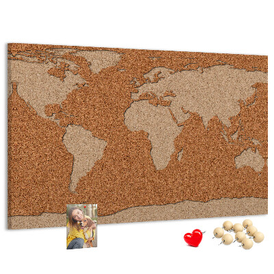Cork memo board Cork world map