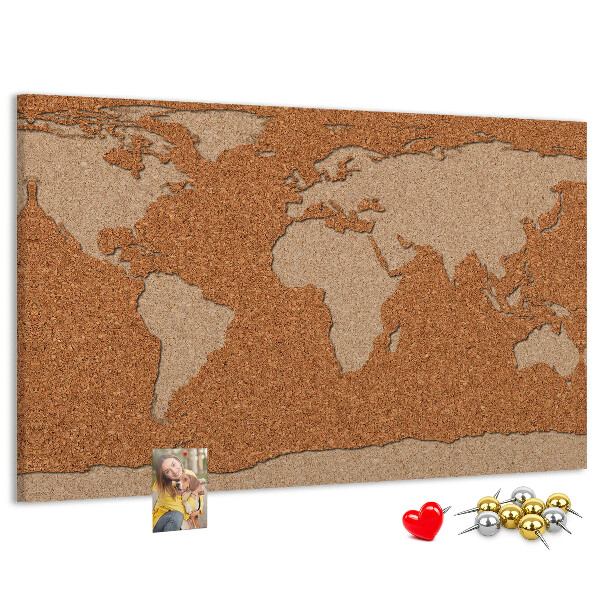 Cork memo board Cork world map