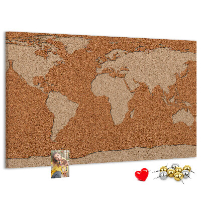Cork memo board Cork world map