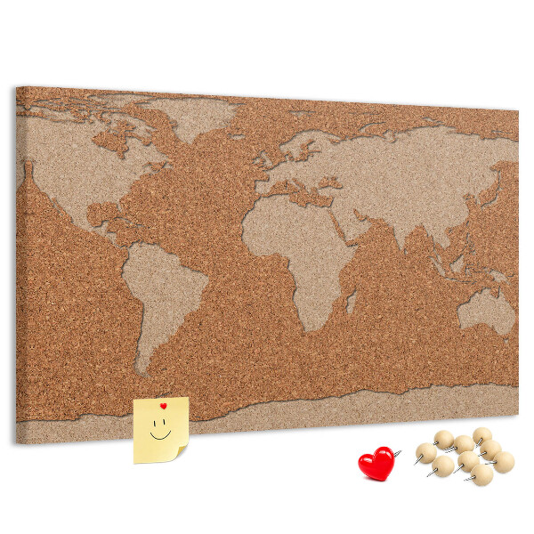 Cork memo board Cork world map