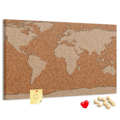Cork memo board Cork world map