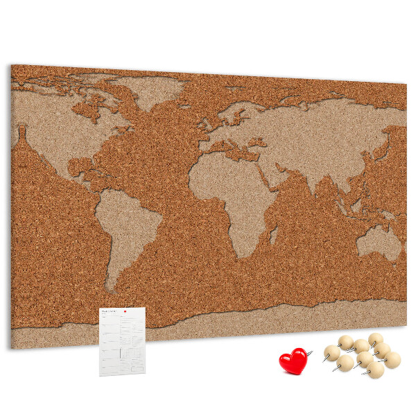 Cork memo board Cork world map