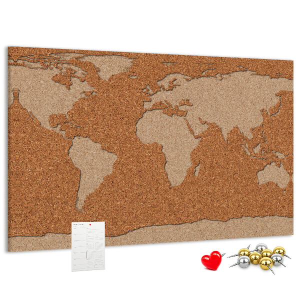 Cork memo board Cork world map