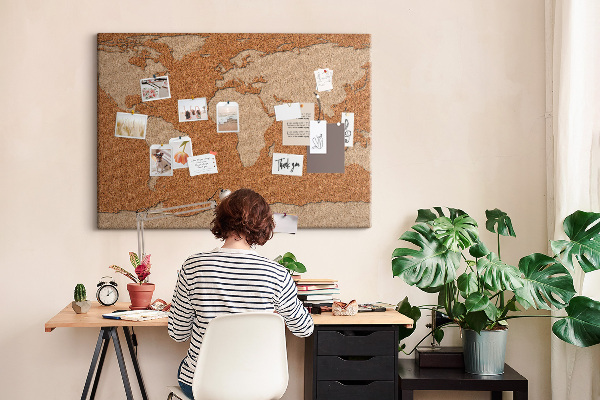 Cork memo board Cork world map
