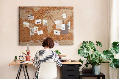 Cork memo board Cork world map