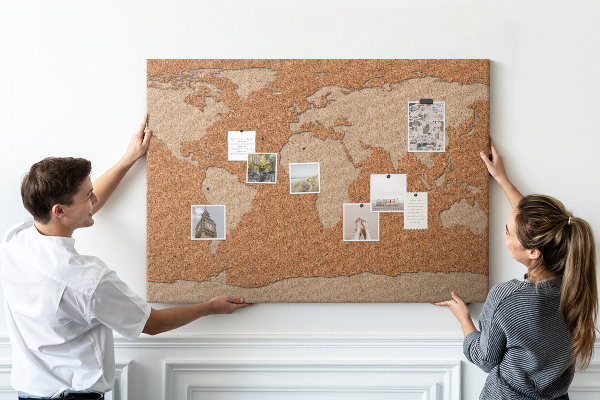 Cork memo board Cork world map