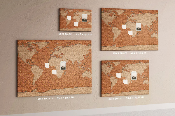Cork memo board Cork world map