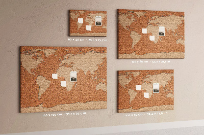 Cork memo board Cork world map