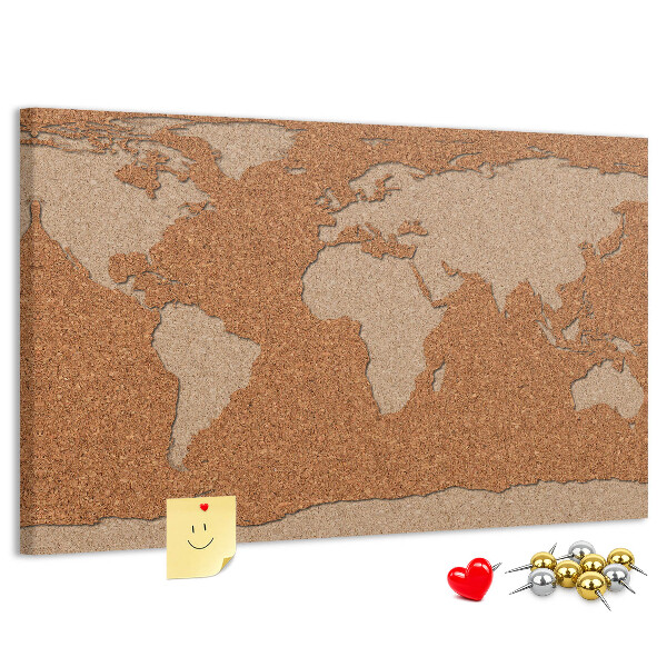 Cork memo board Cork world map