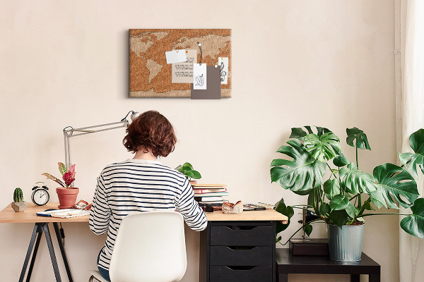 Cork memo board Cork world map