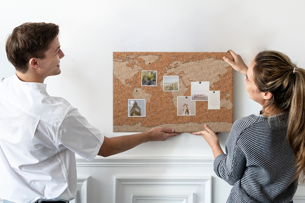 Cork memo board Cork world map