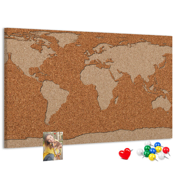 Cork memo board Cork world map