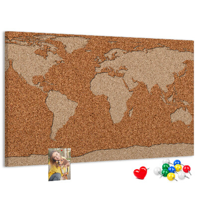 Cork memo board Cork world map