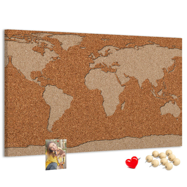 Cork memo board Cork world map