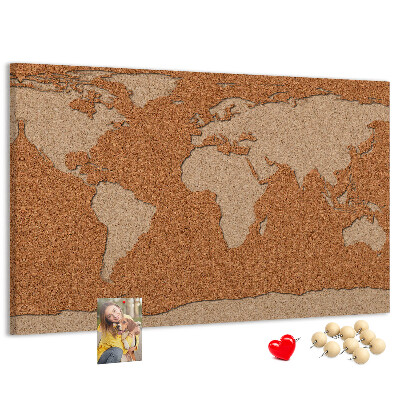 Cork memo board Cork world map