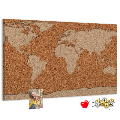 Cork memo board Cork world map