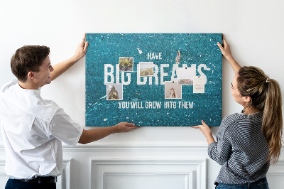Cork display board Motivational text