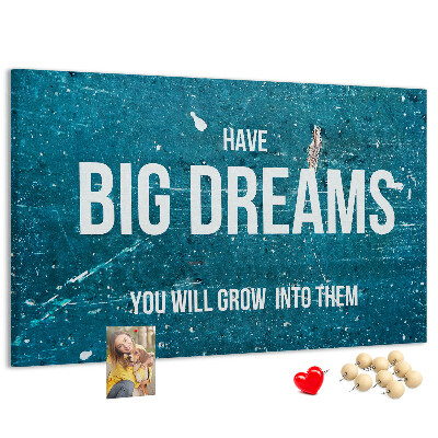 Cork display board Motivational text