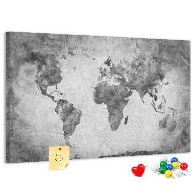 Cork memo board World map