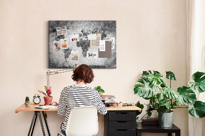 Cork memo board World map