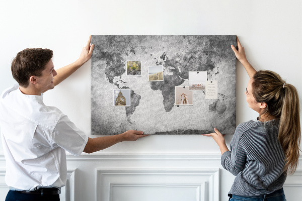 Cork memo board World map