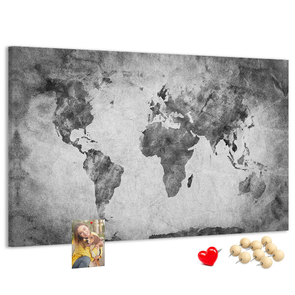 Cork memo board World map