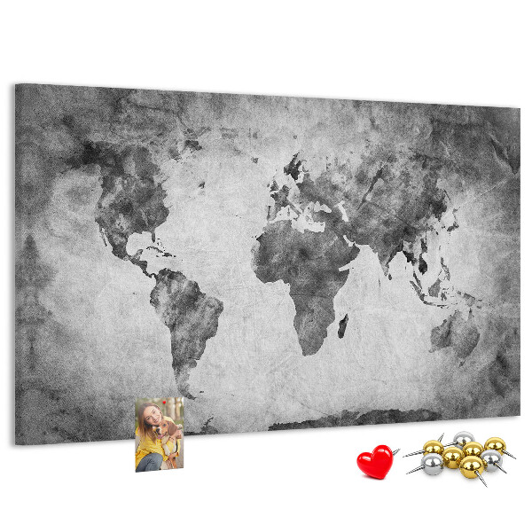 Cork memo board World map