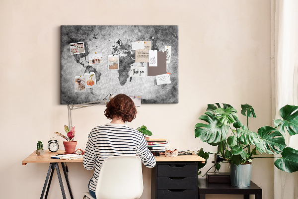 Cork memo board World map