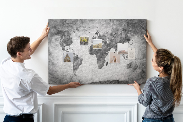 Cork memo board World map
