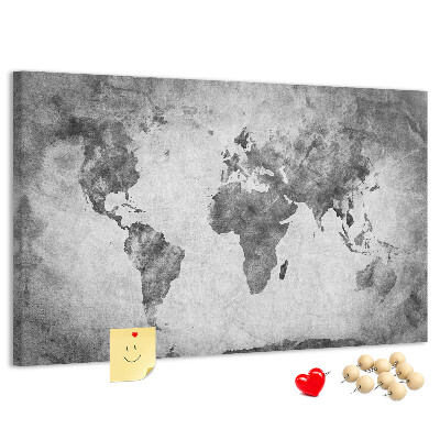 Cork memo board World map