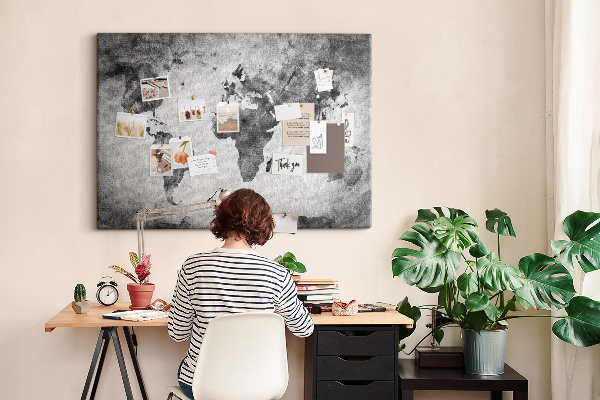 Cork memo board World map