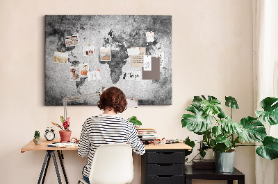 Cork memo board World map